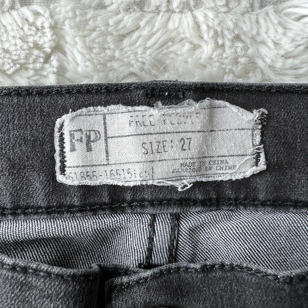 Free People Washed Black Moto Skinny Jeans 27 - Picture 2 of 10